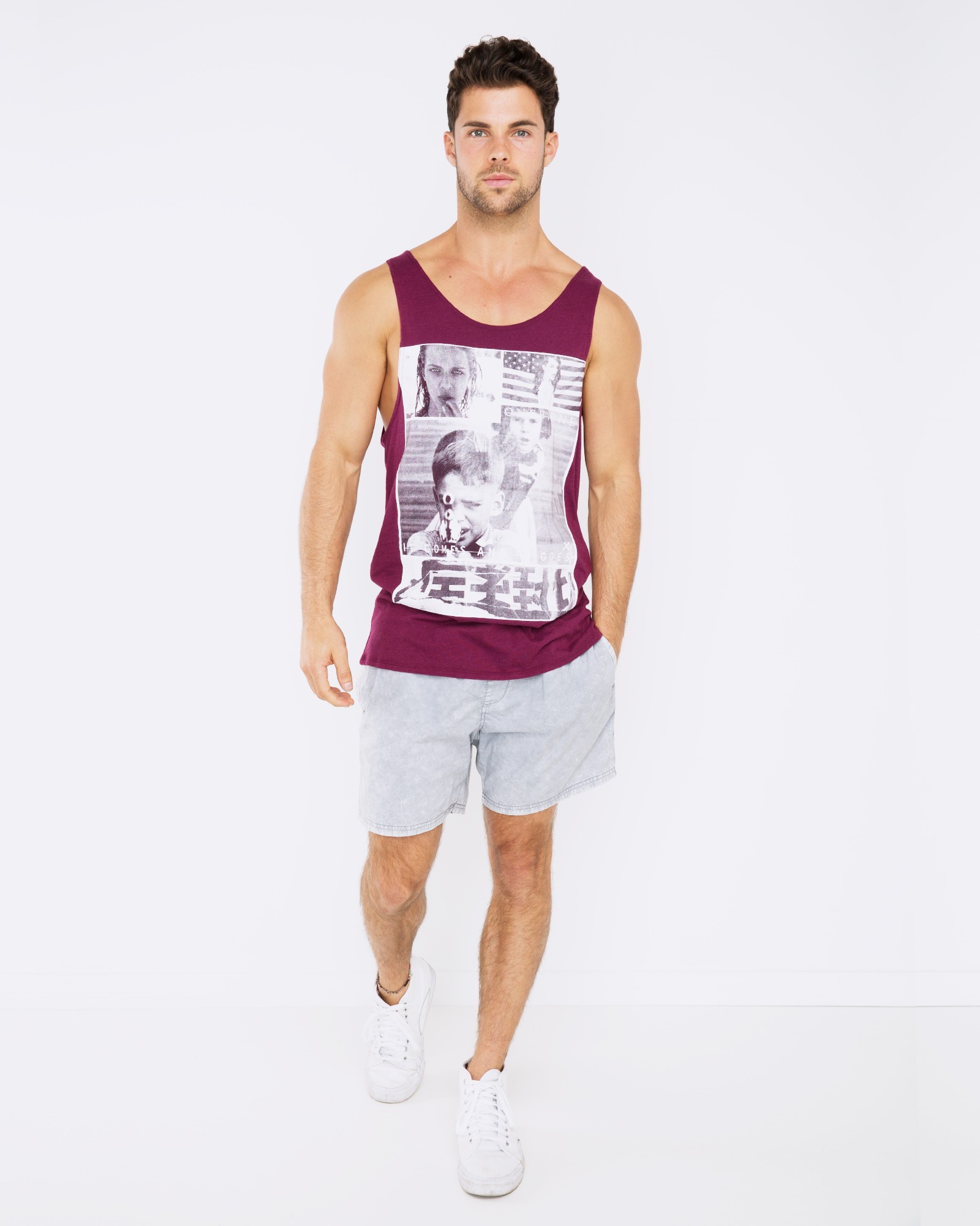 COMES AND GOES MAROON SINGLET