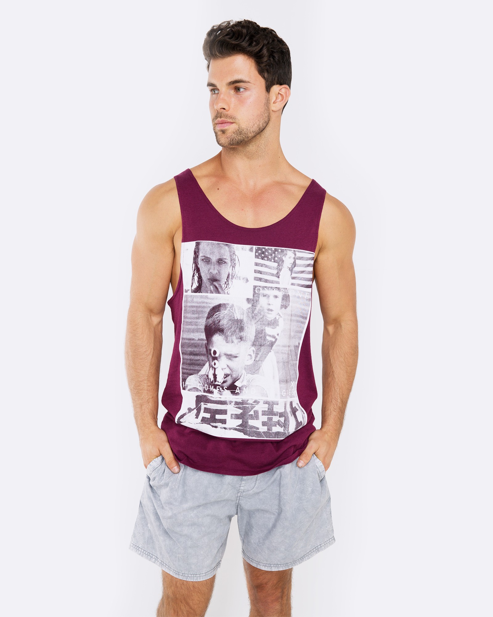 COMES AND GOES MAROON SINGLET