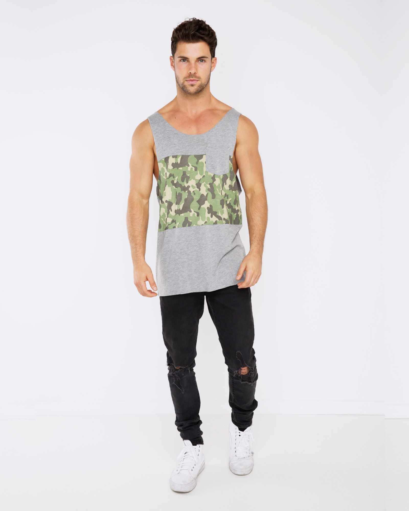 FIND ME IN THE WOODS MARBLE GREY SINGLET