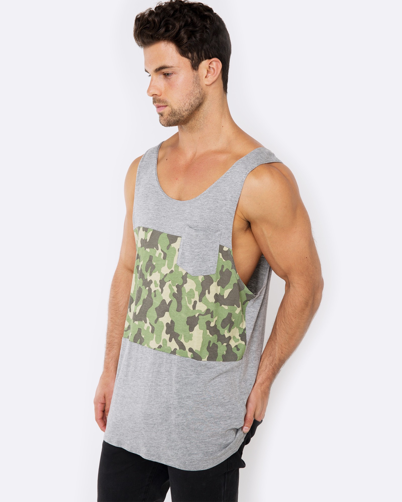 FIND ME IN THE WOODS MARBLE GREY SINGLET