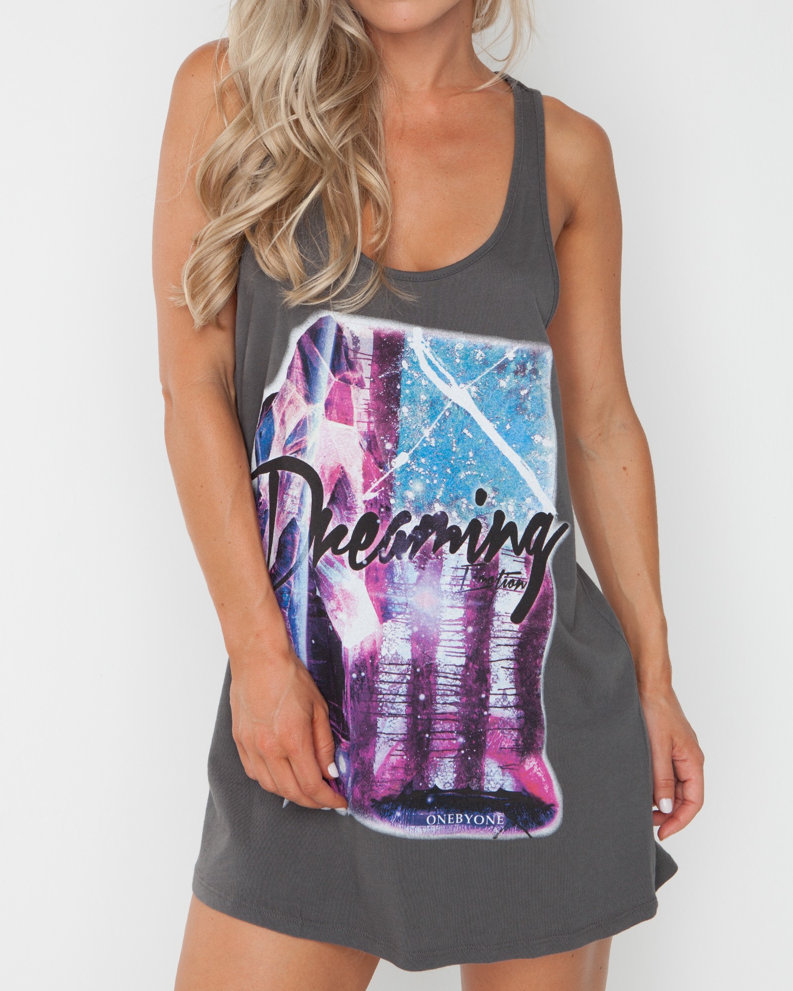 DREAMING EMOTION DARK GREY SINGLET