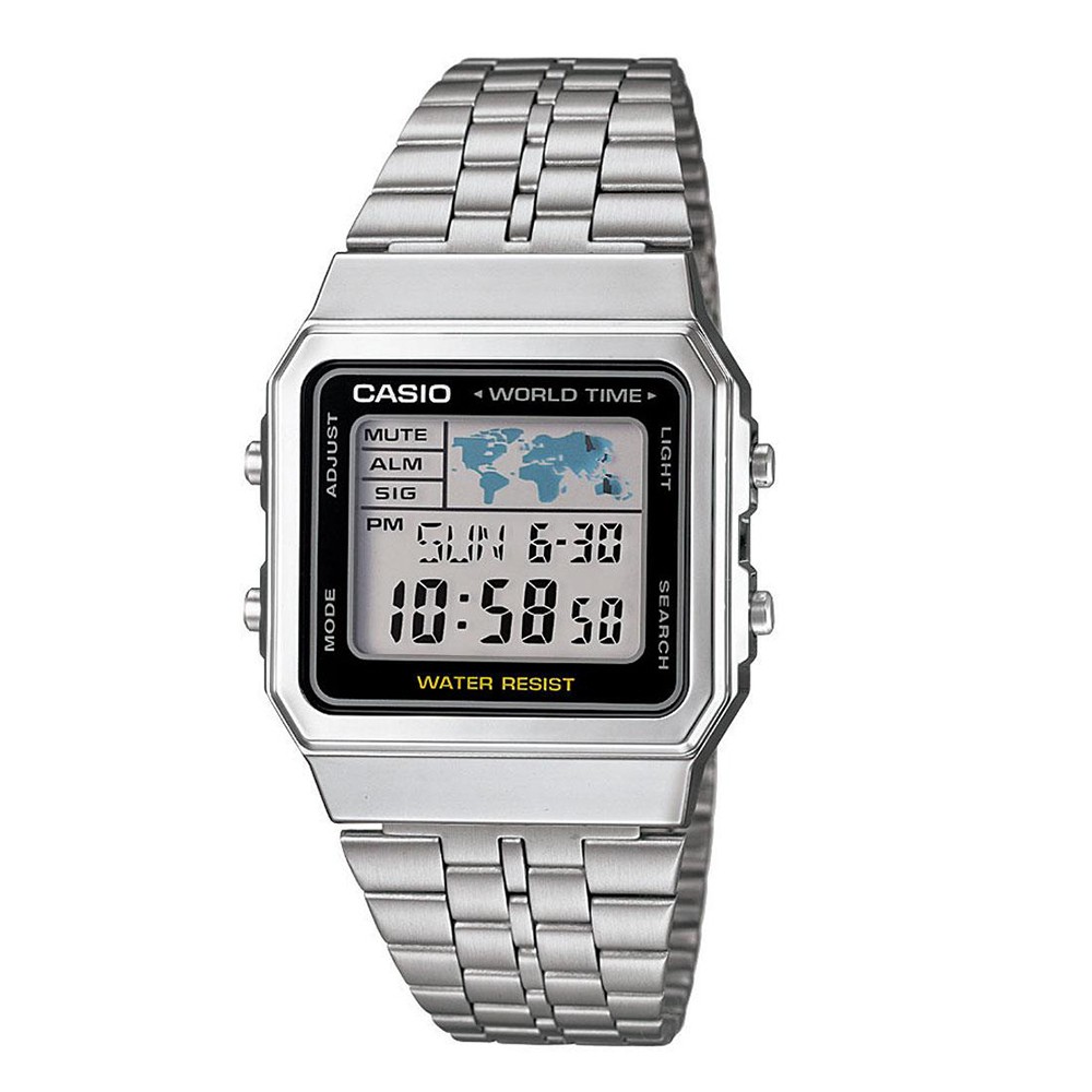 VINTAGE CASIO WORLD TIME SILVER
