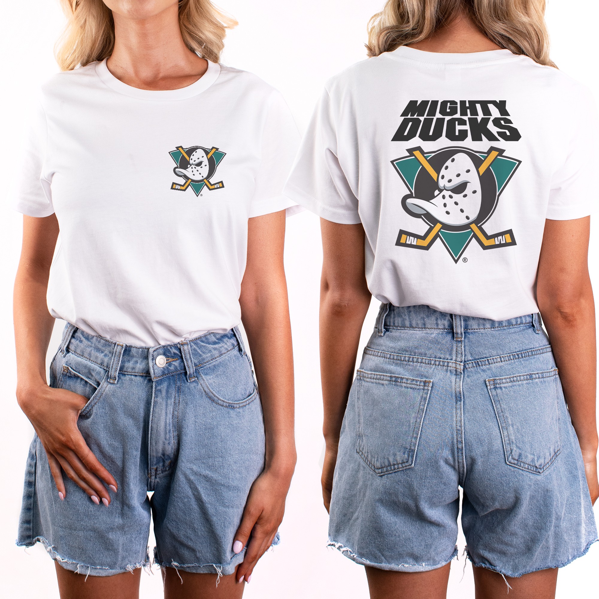 QUACK FRONT AND BACK WHITE TEE
