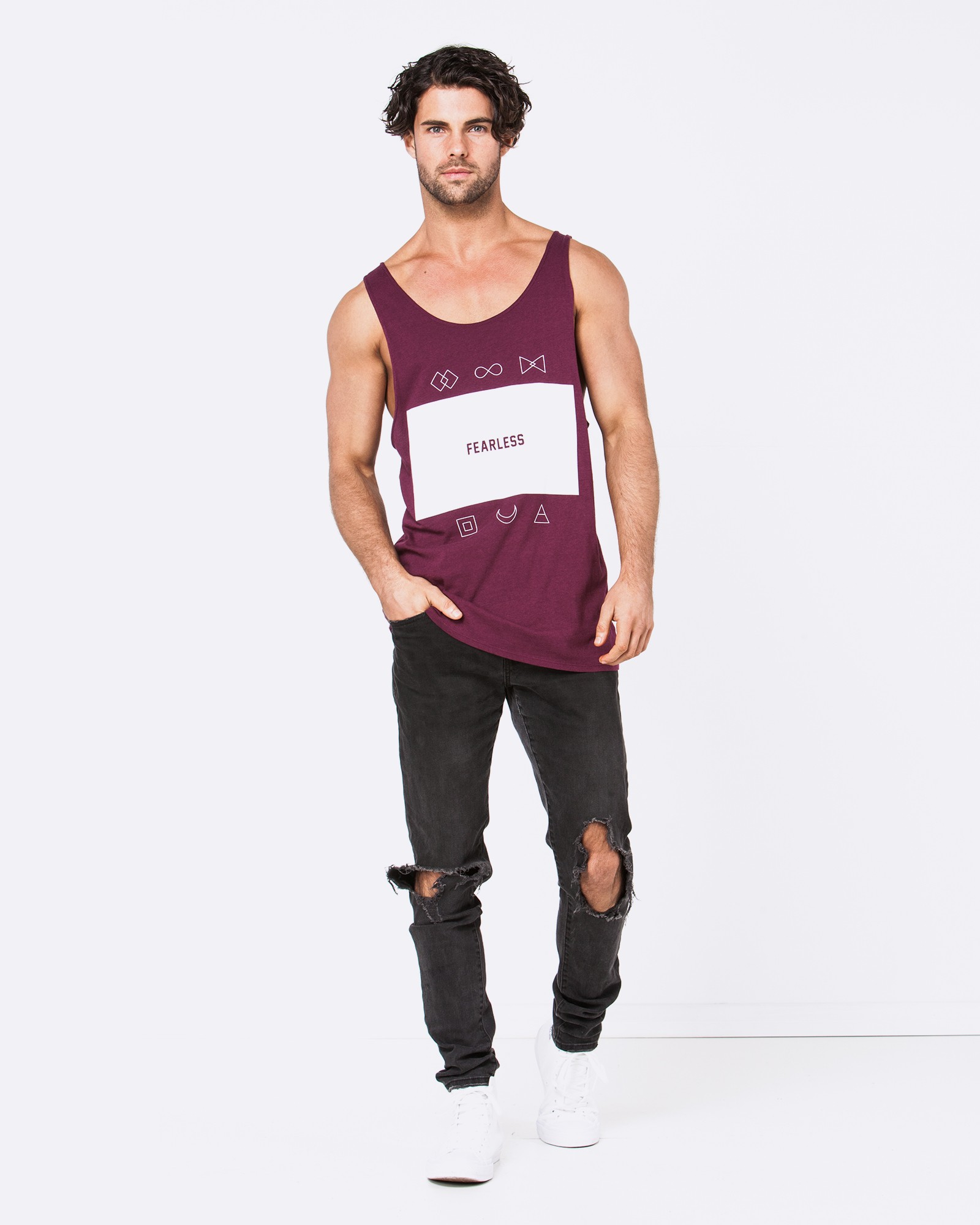 FEAR THE LOGO MAROON SINGLET