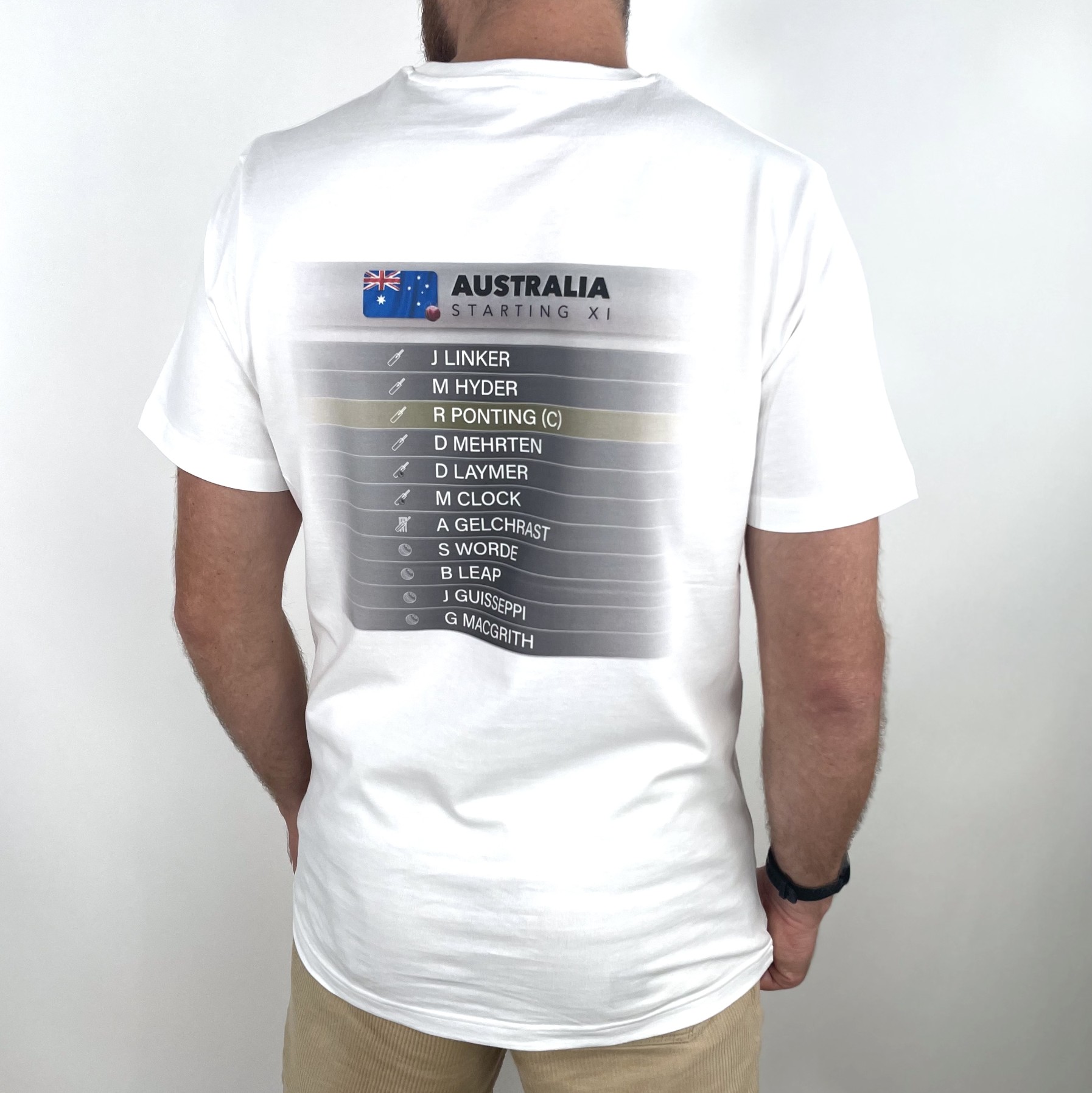 2005 STARTING XI FRONT AND BACK WHITE TEE