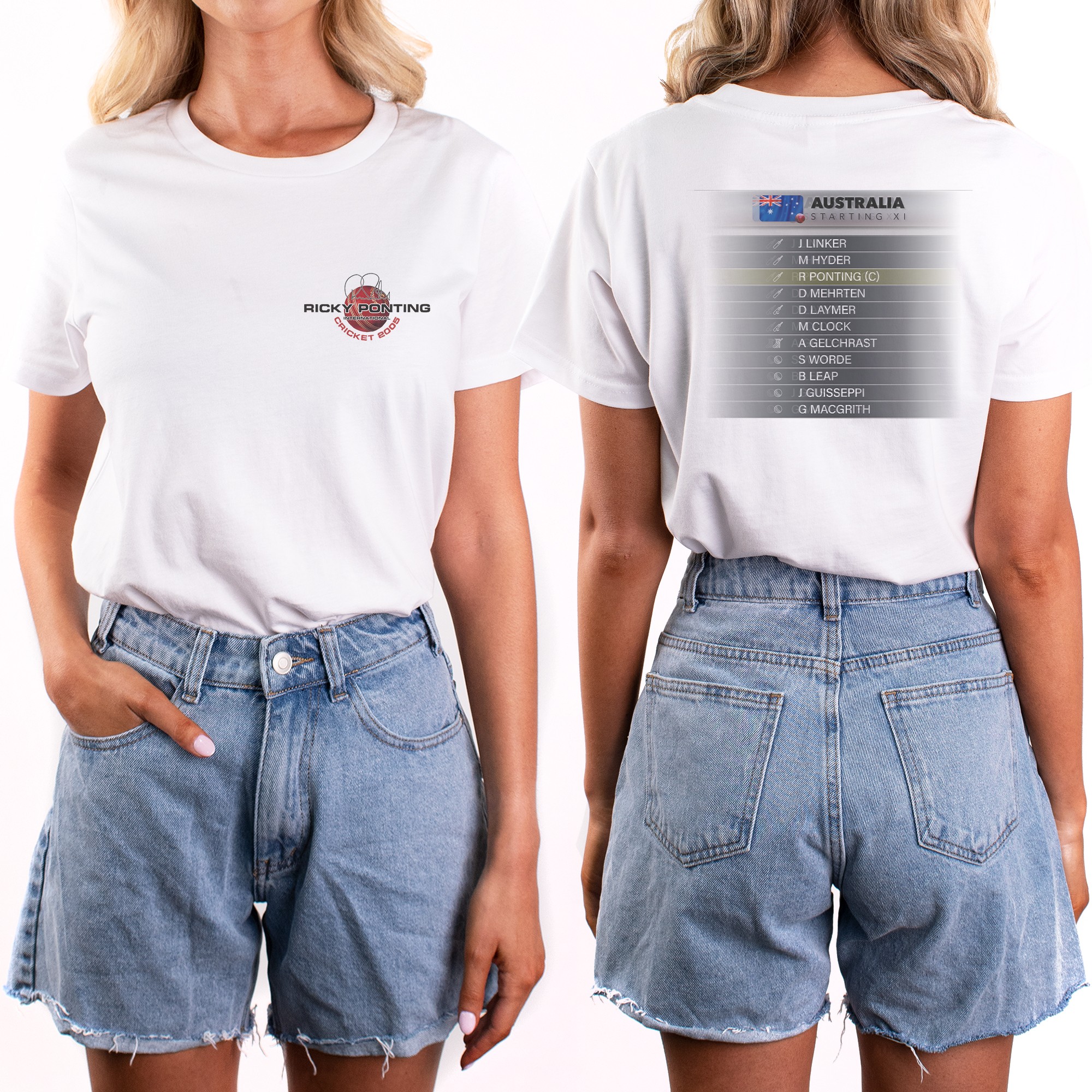 2005 STARTING XI FRONT AND BACK WHITE TEE