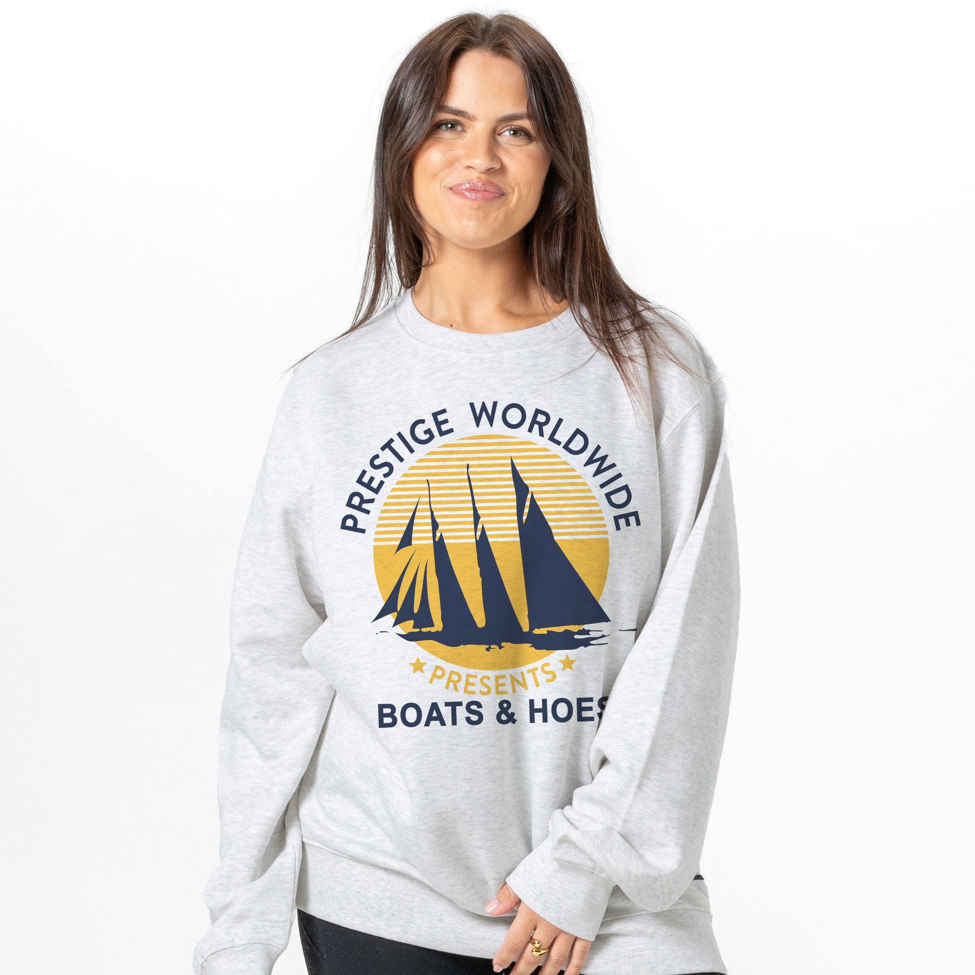 BOATS N HOES WHITE MARLE CREW
