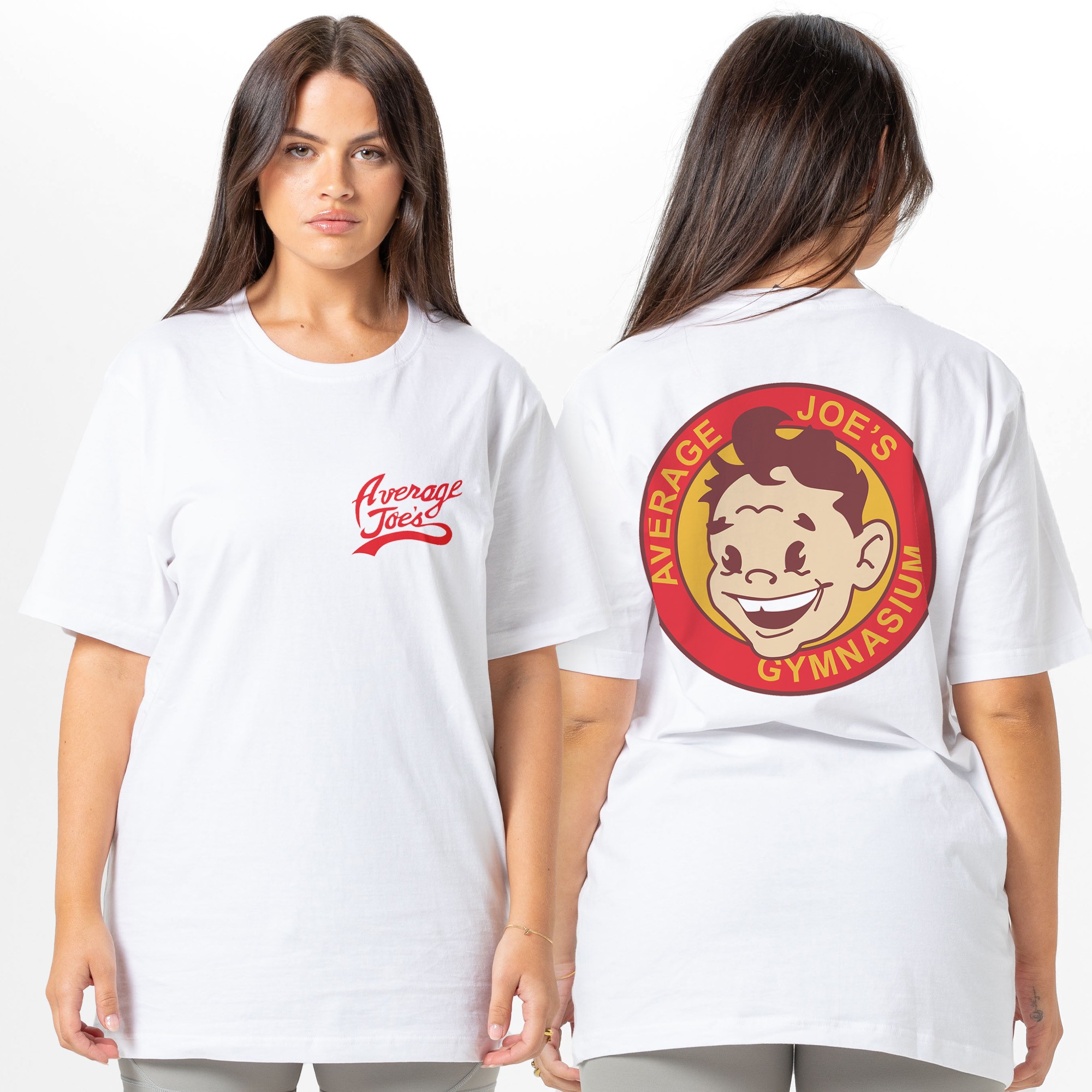 AVERAGE JOES FRONT AND BACK WHITE TEE