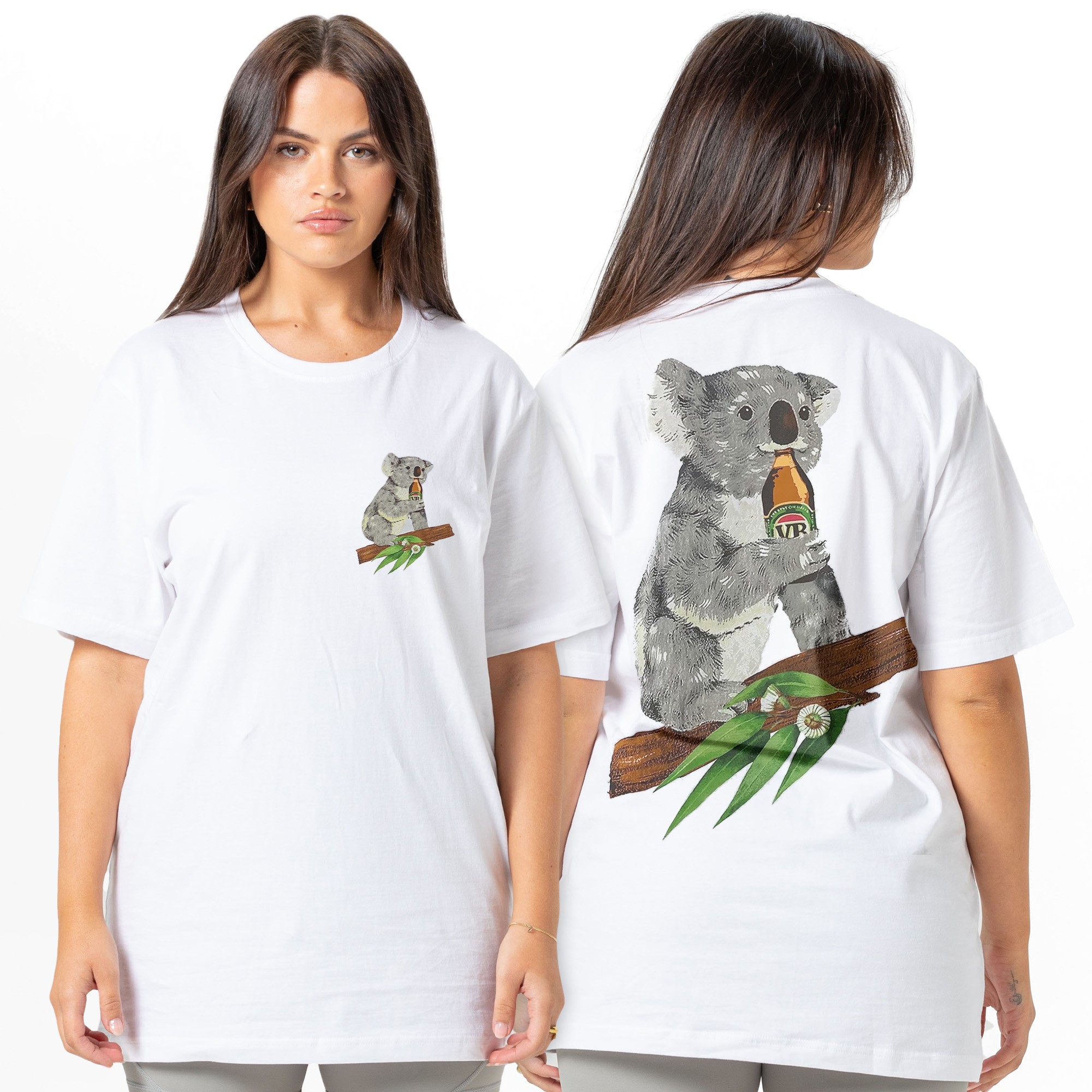 KOALA BEER FRONT AND BACK WHITE TEE