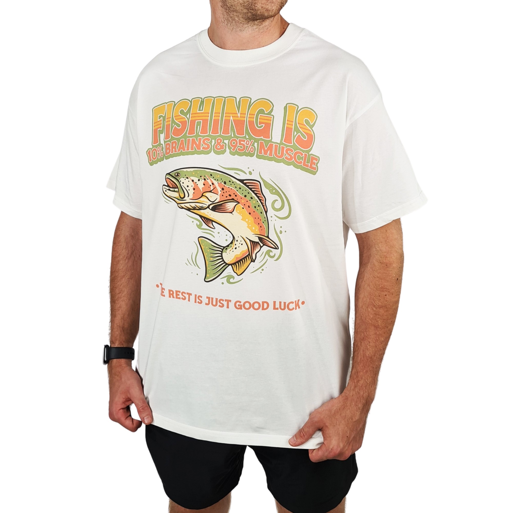 FISHING IS 10% BRAINS VINTAGE T-SHIRT