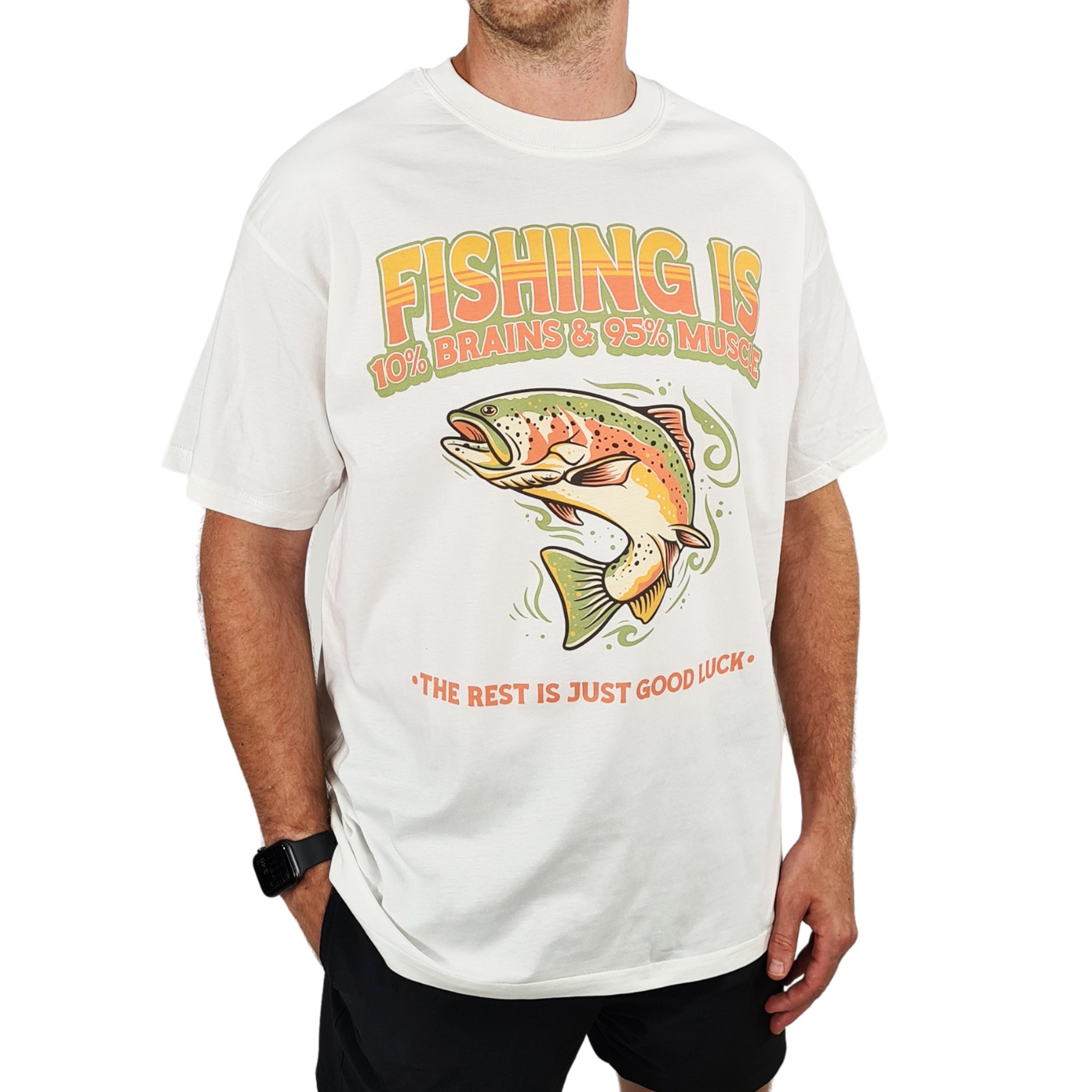 FISHING IS 10% BRAINS VINTAGE T-SHIRT