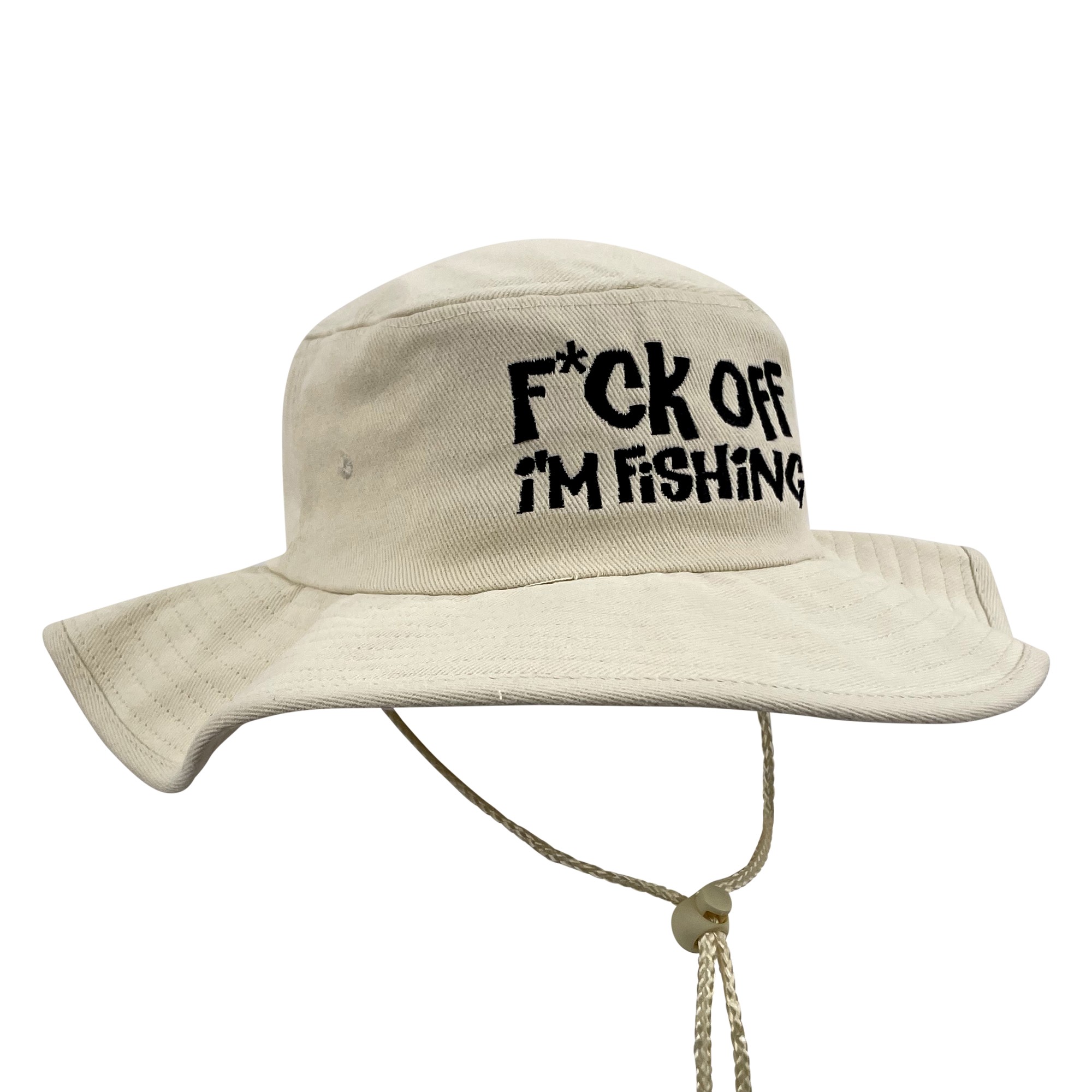 F OFF I'M FISHING NATURAL WIDE BRIM HAT