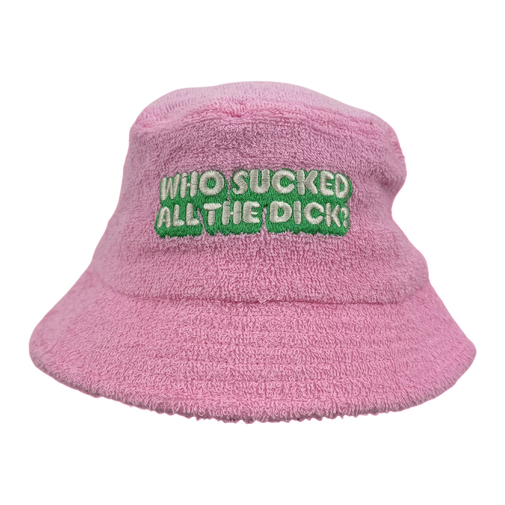 WHO SUCKED ALL THE D TERRY TOWEL BUCKET HAT