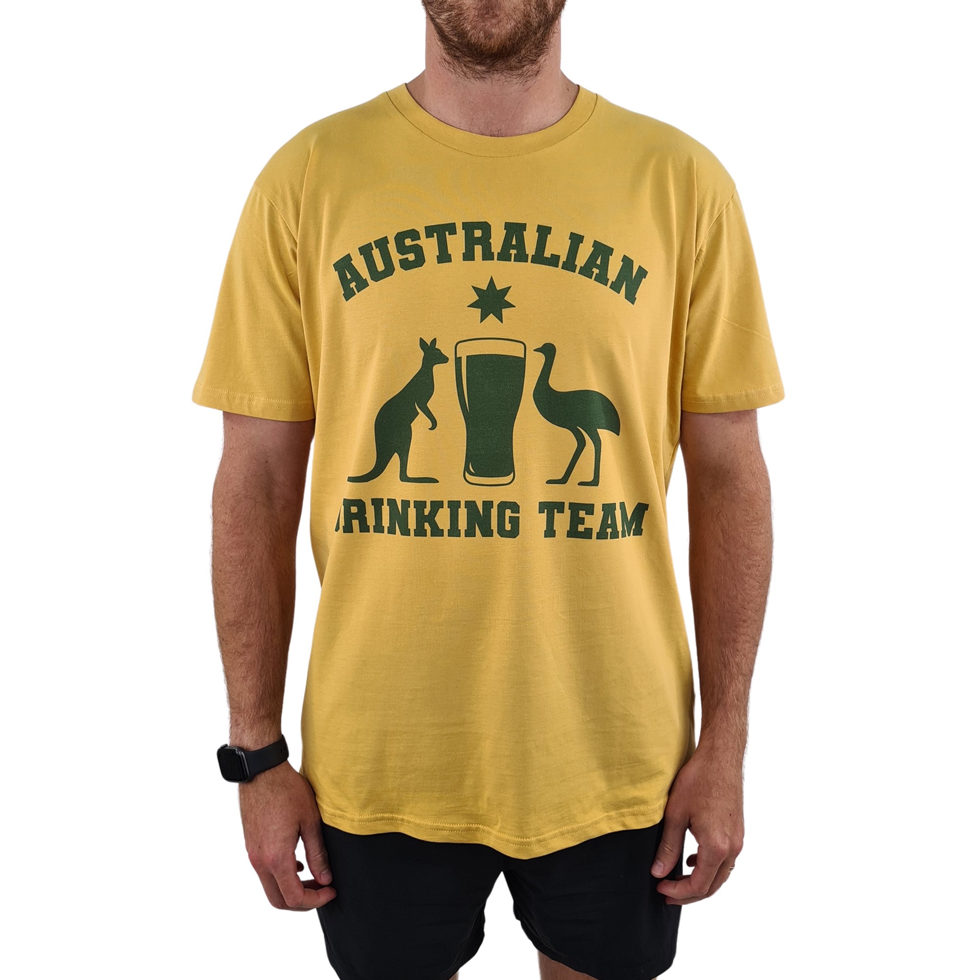 YELLOW AUSTRALIAN DRINKING TEAM T-SHIRT