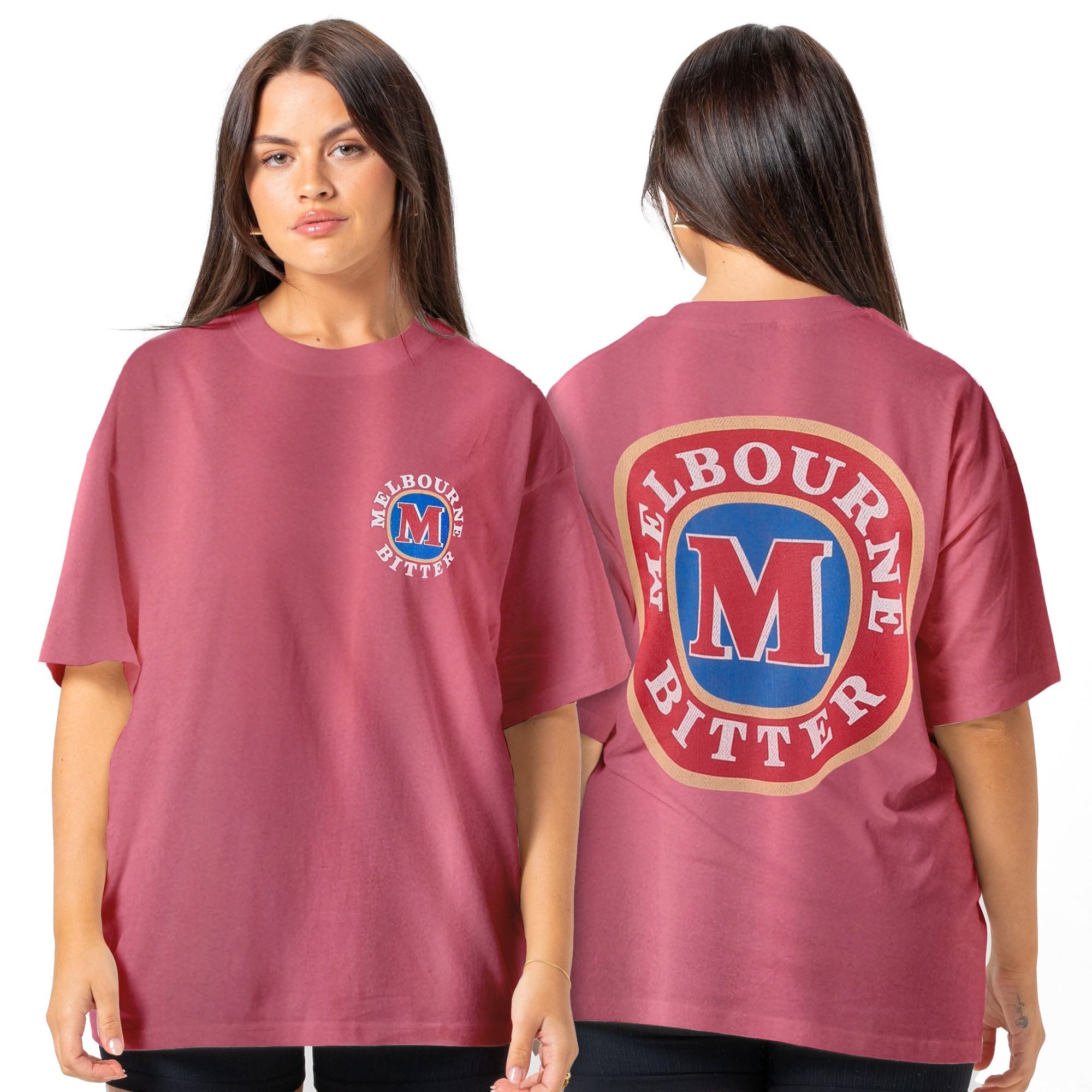 FRONT AND BACK VINTAGE MAROON MELBOURNE BITTER T-SHIRT