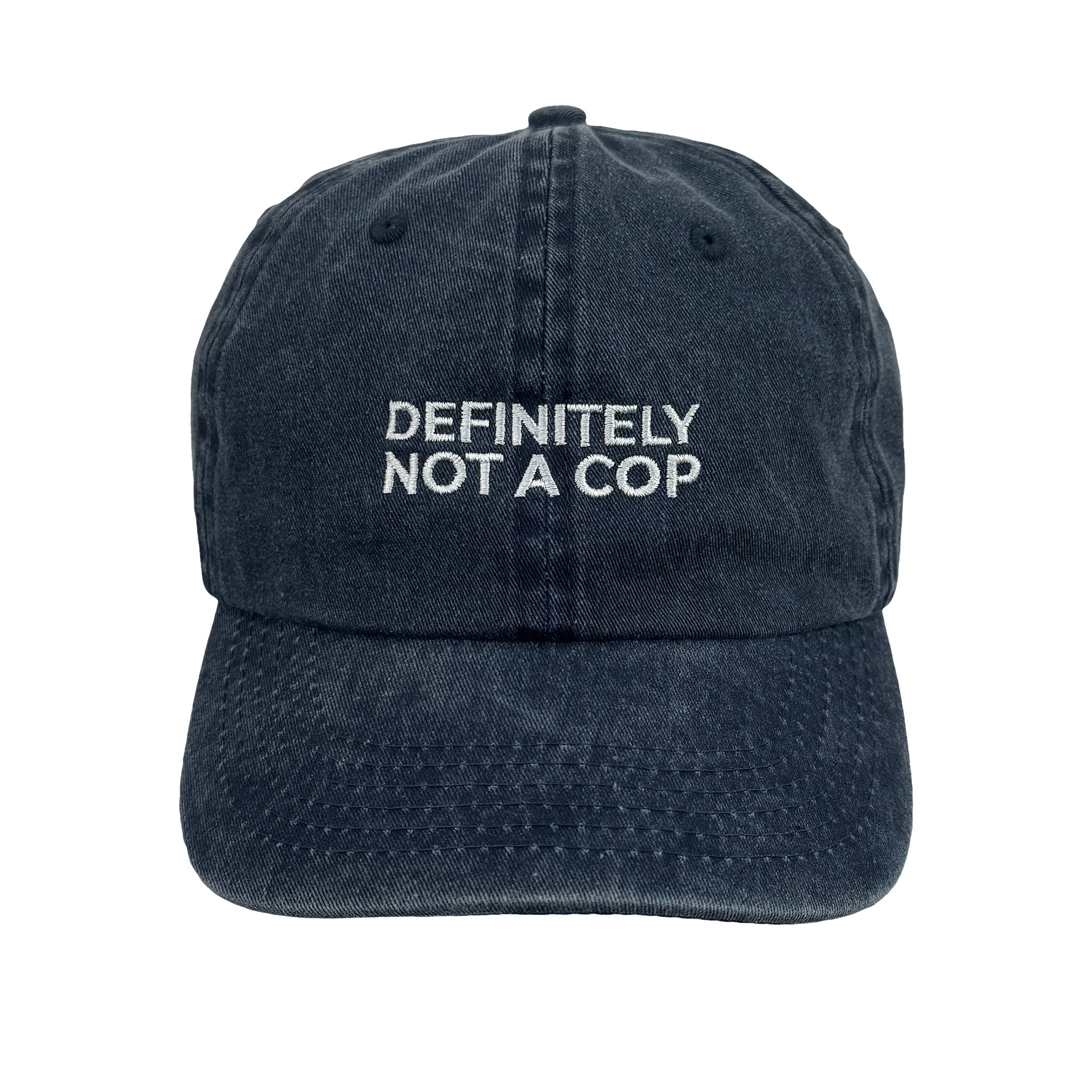 NOT A COP NAVY WASHED DAD HAT