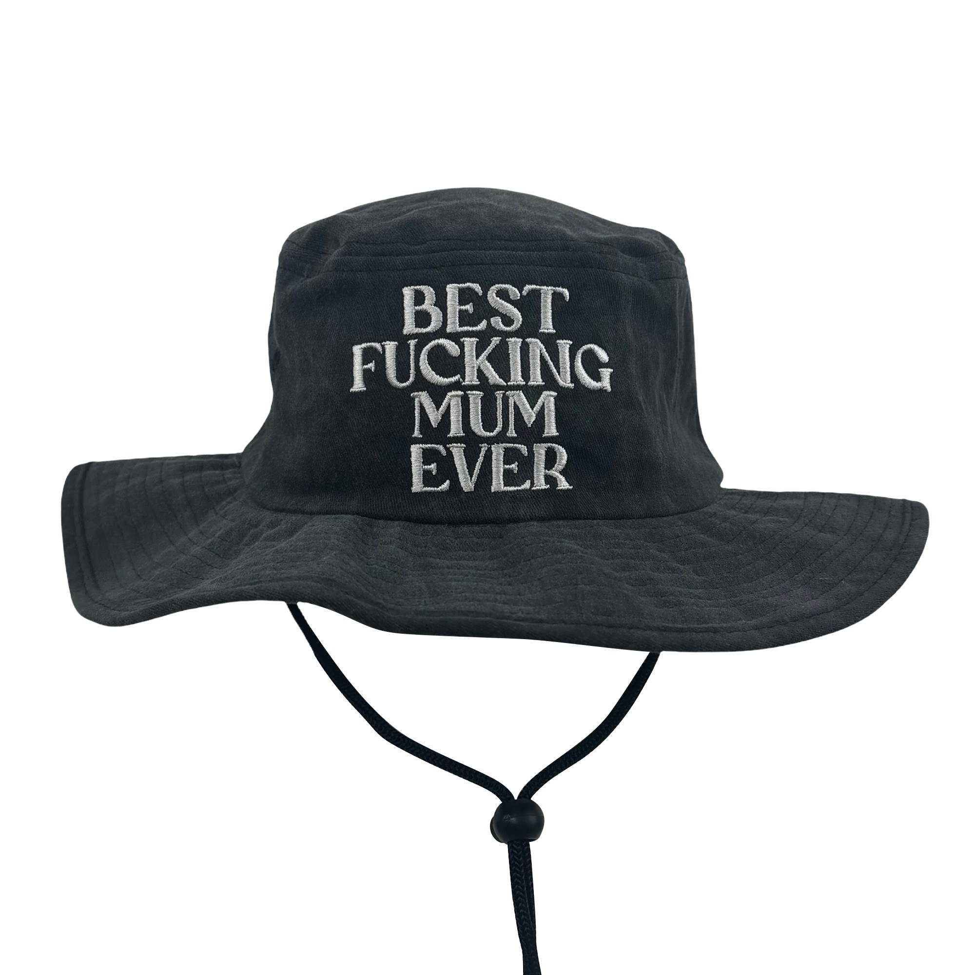 BEST MUM BLACK STONEWASHED WIDE BRIM HAT