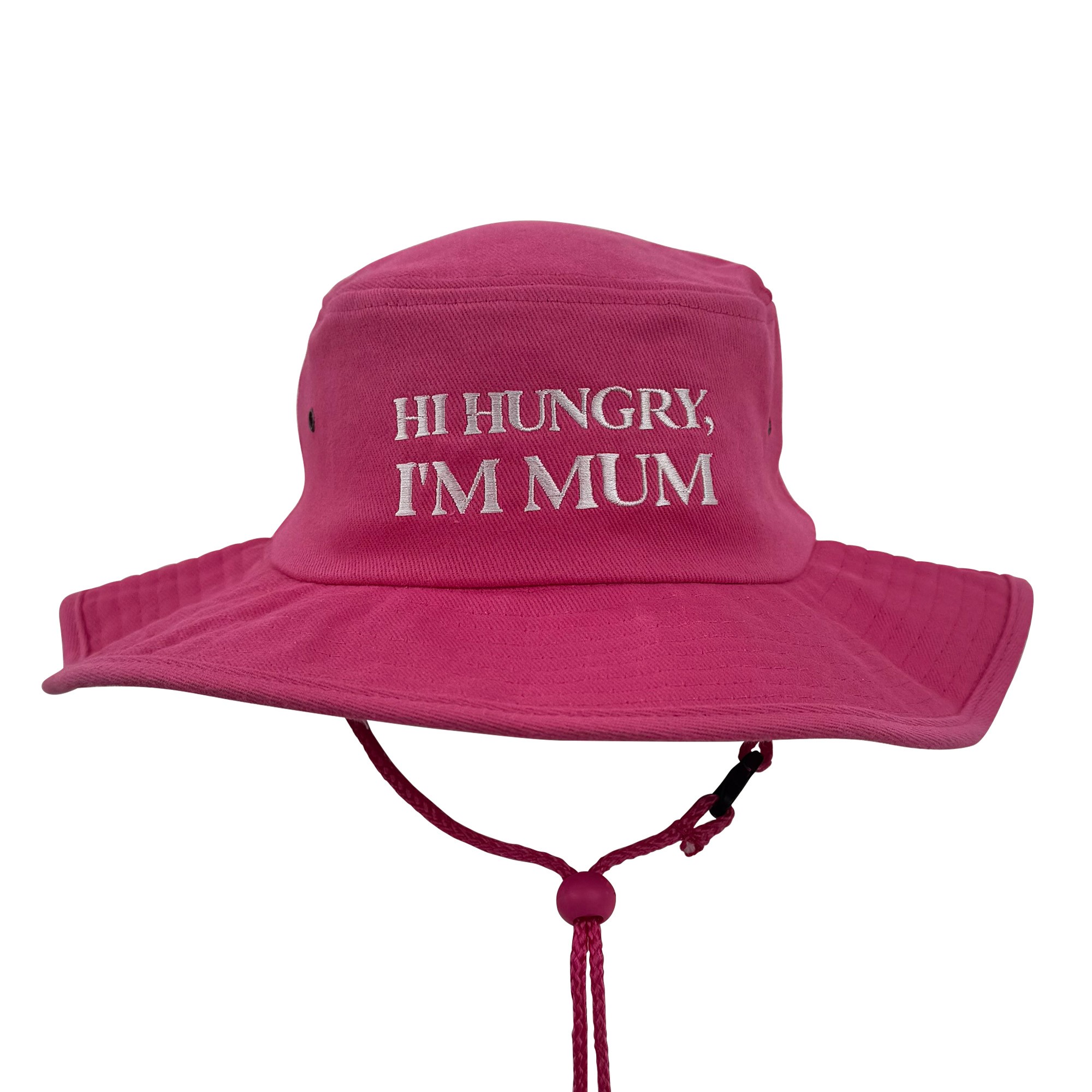 HI HUNGRY I'M MUM PINK WIDE BRIM HAT