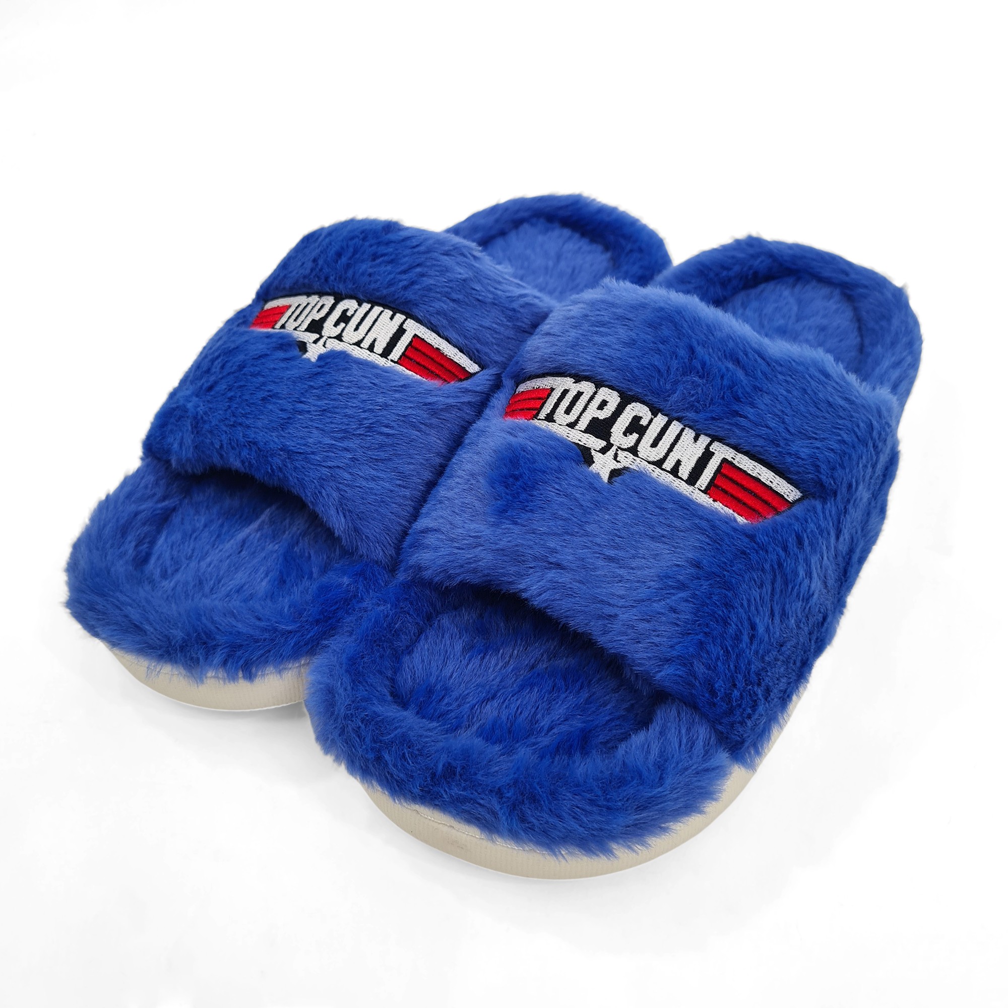 TOPCUNT NAVY FUR SLIPPERS