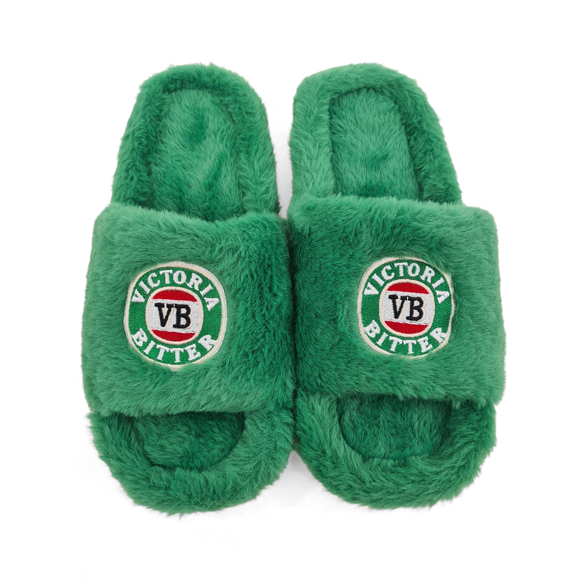 VICTORIA BITTER GREEN FUR SLIPPERS