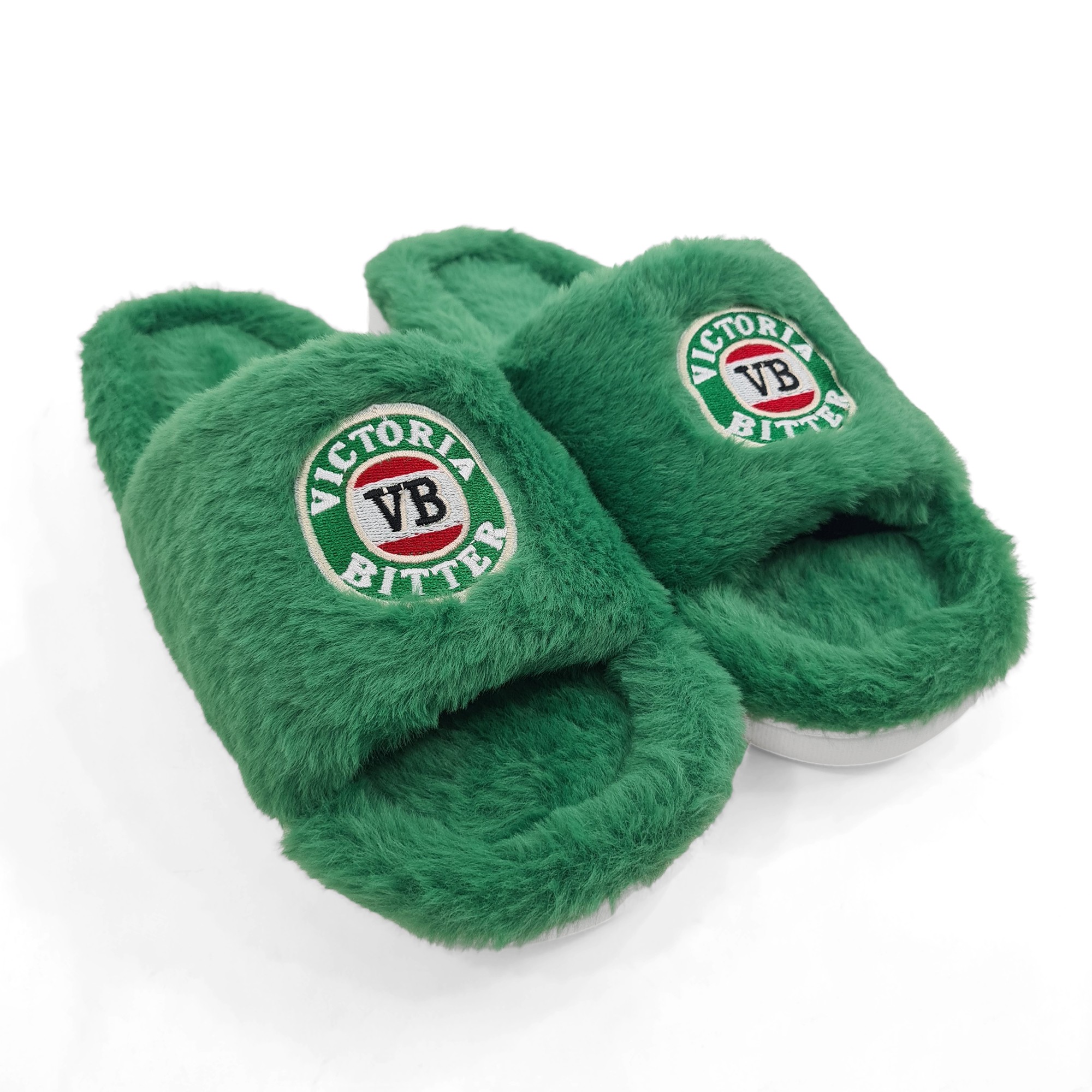 VICTORIA BITTER GREEN FUR SLIPPERS