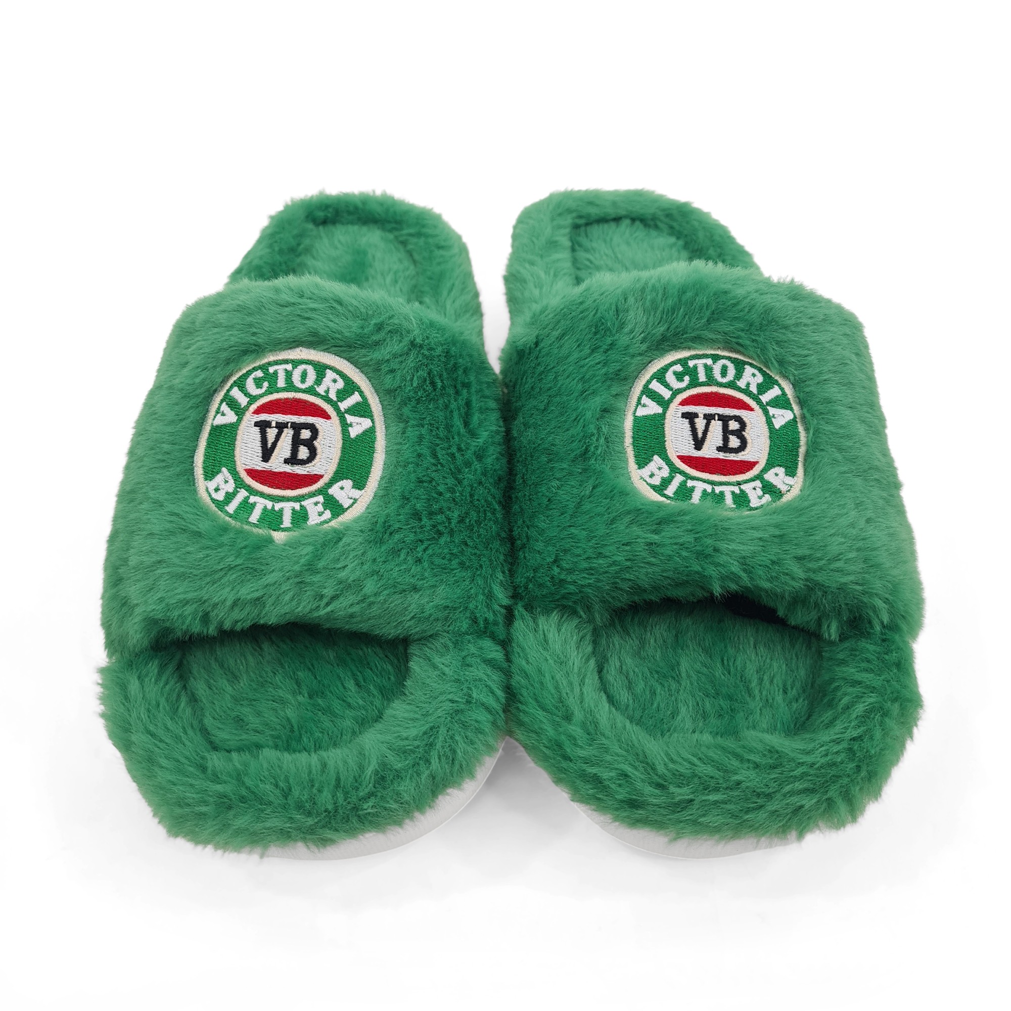 VICTORIA BITTER GREEN FUR SLIPPERS