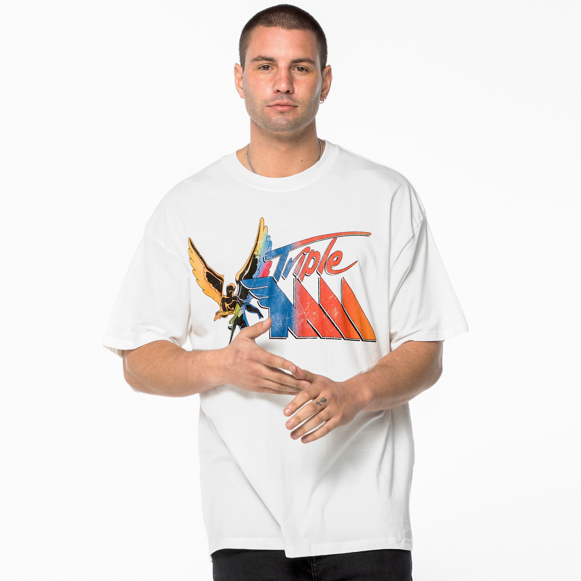OFF WHITE TRIPLE M RETRO LOGO VINTAGE T-SHIRT