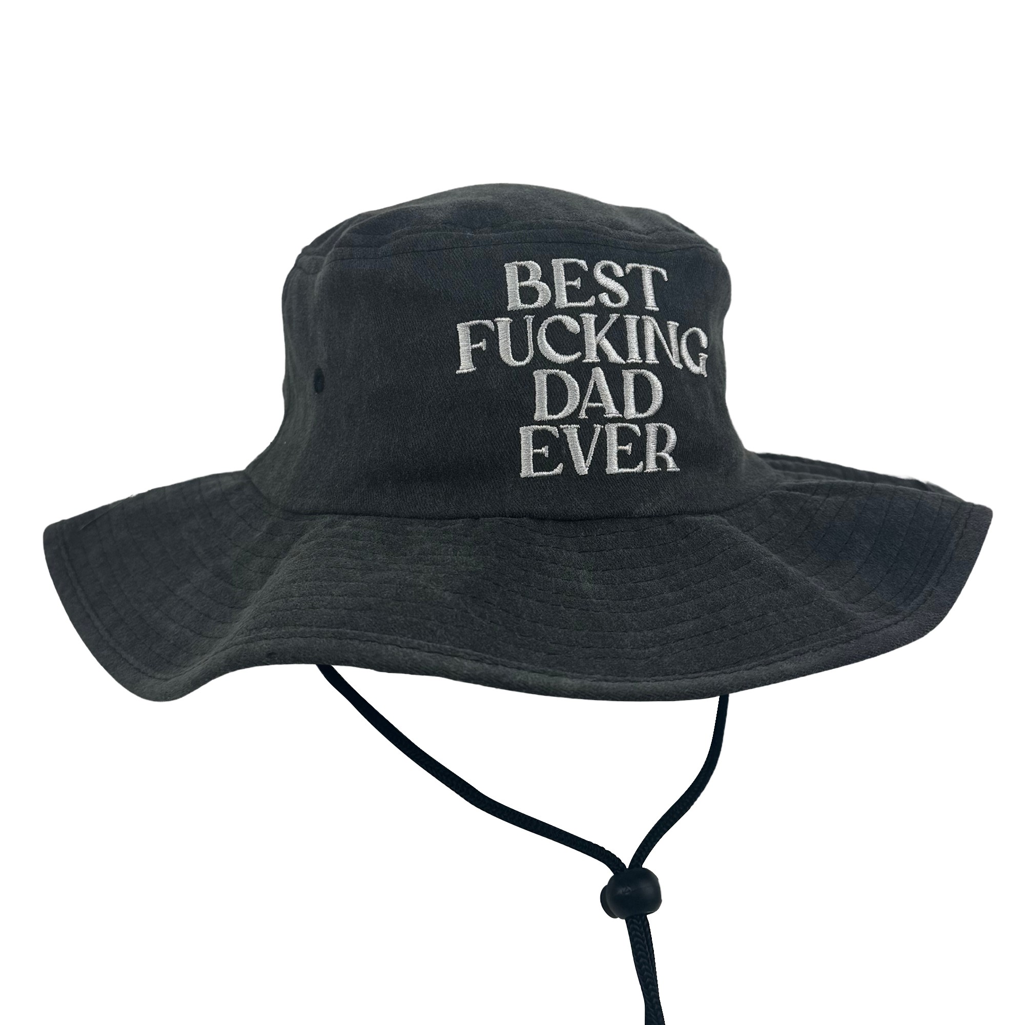 BLACK STONEWASHED BEST DAD WIDE BRIM HAT