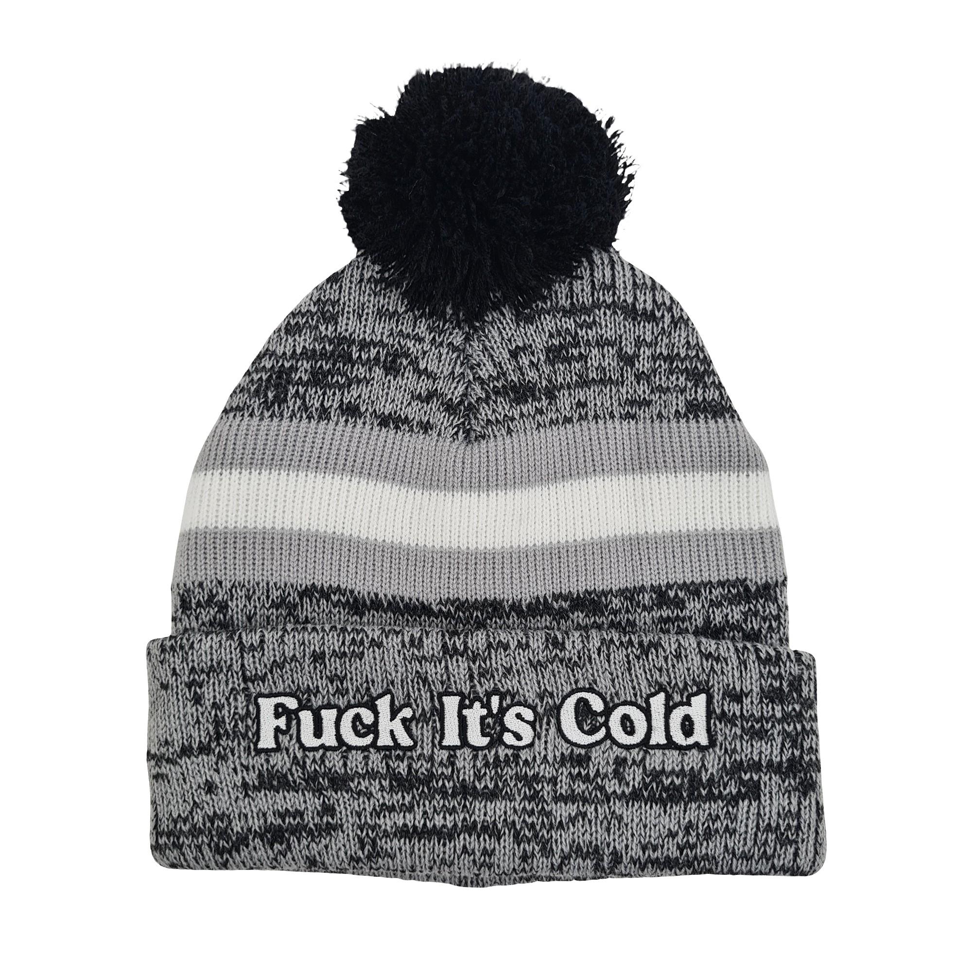 IT'S COLD GREY MARLE POM BEANIE