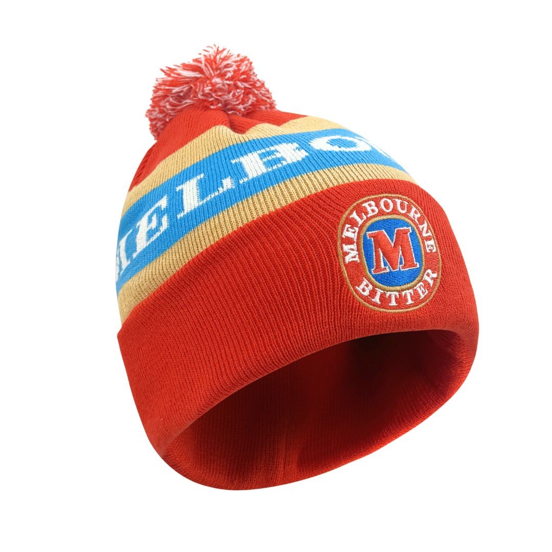 MELBOURNE BITTER MAROON POM BEANIE