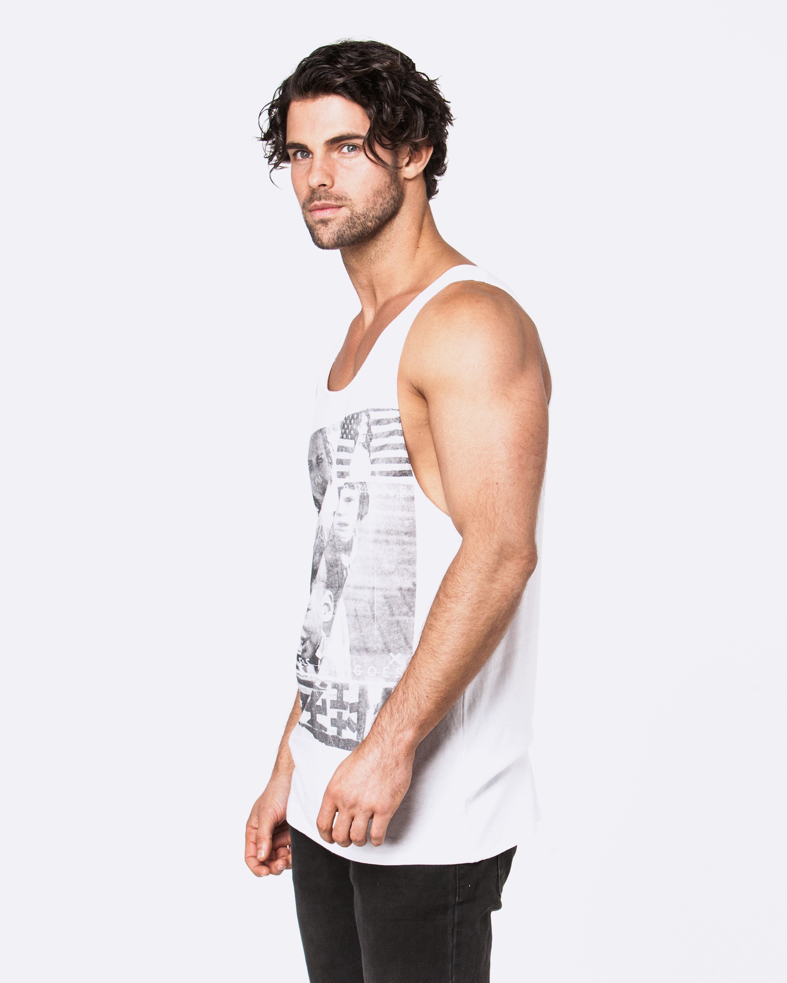 COMES AND GOES WHITE SINGLET
