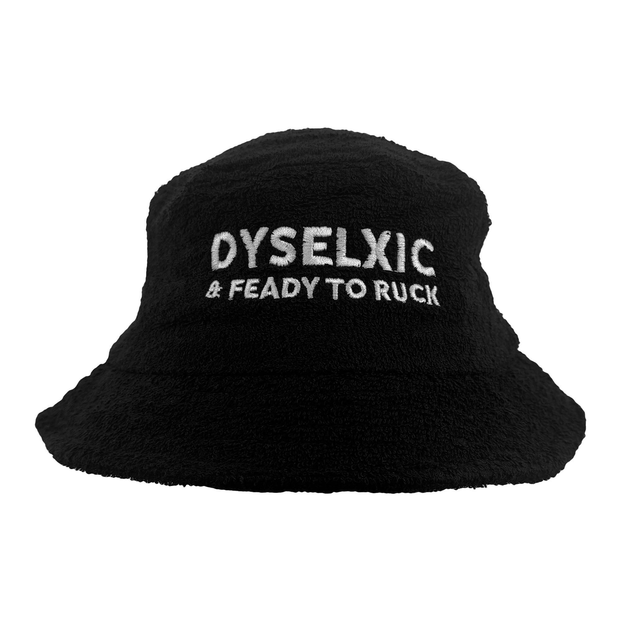 DYSLEXIC BLACK TERRY TOWEL BUCKET HAT