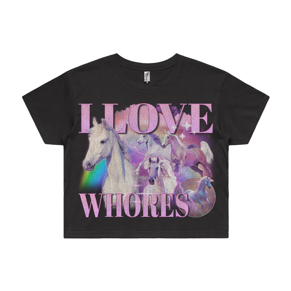 VINTAGE I LOVE WHORES CROP TOP