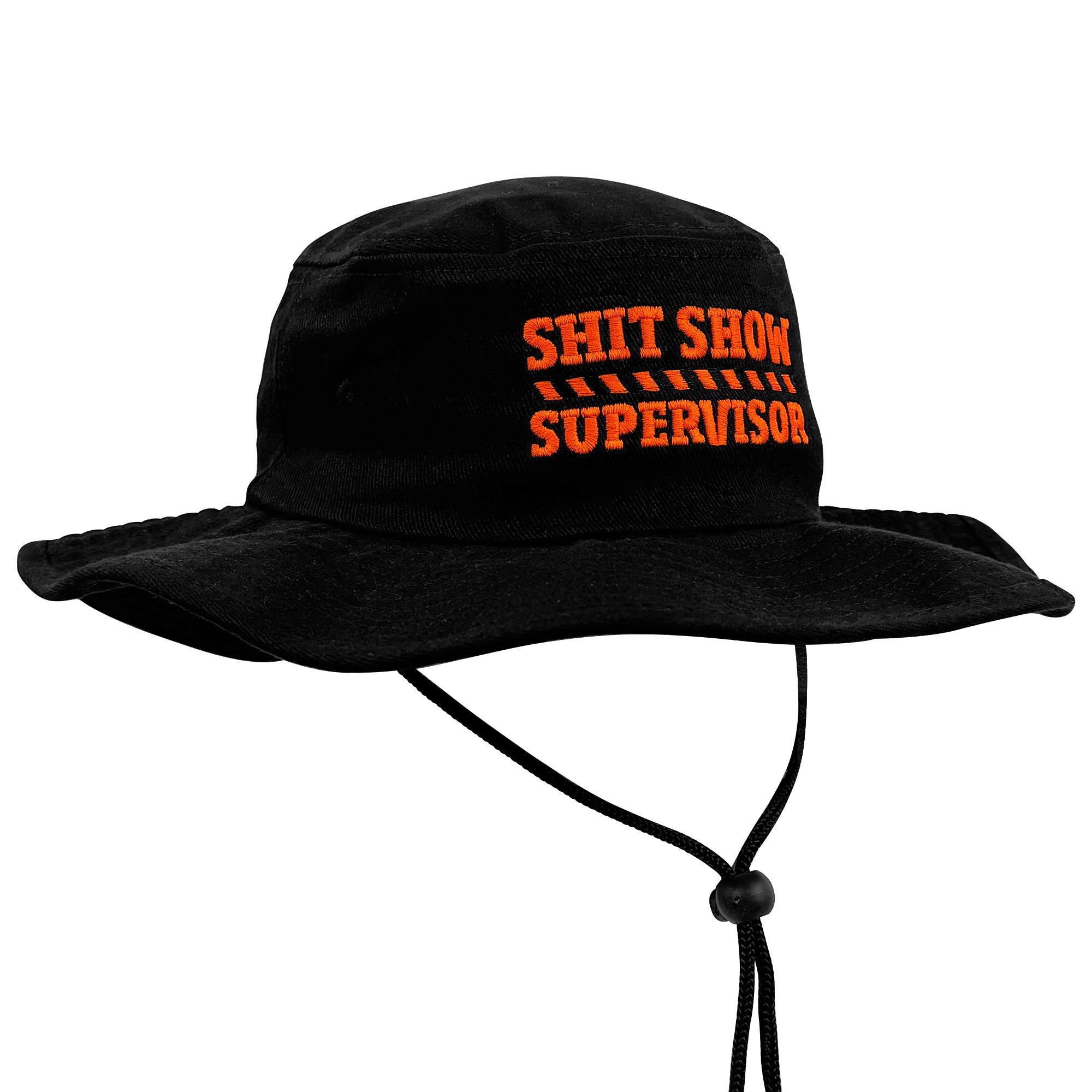 BLACK SUPERVISOR WIDE BRIM HAT WITH HI VIS EMBROIDERY