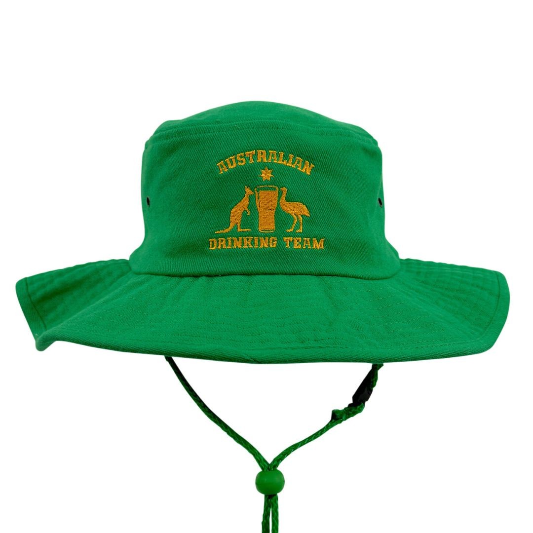 AUSTRALIAN DRINKING TEAM GREEN WIDE BRIM HAT