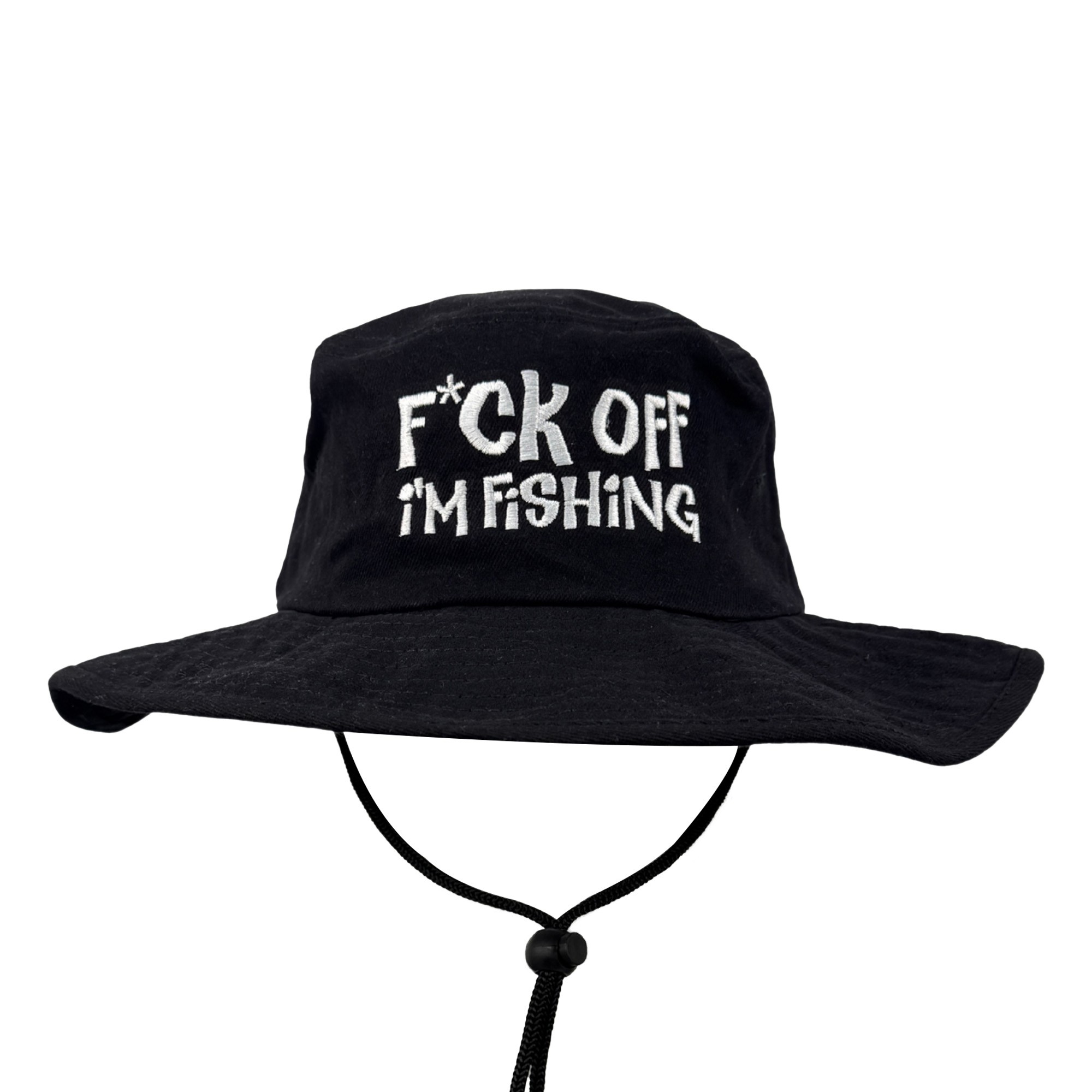 PURE BLACK F OFF I'M FISHING WIDE BRIM HAT (XL SIZE ONLY)