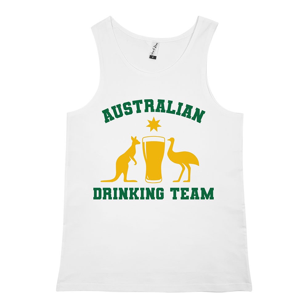 AUSTRALIAN DRINKING TEAM WHITE SINGLET
