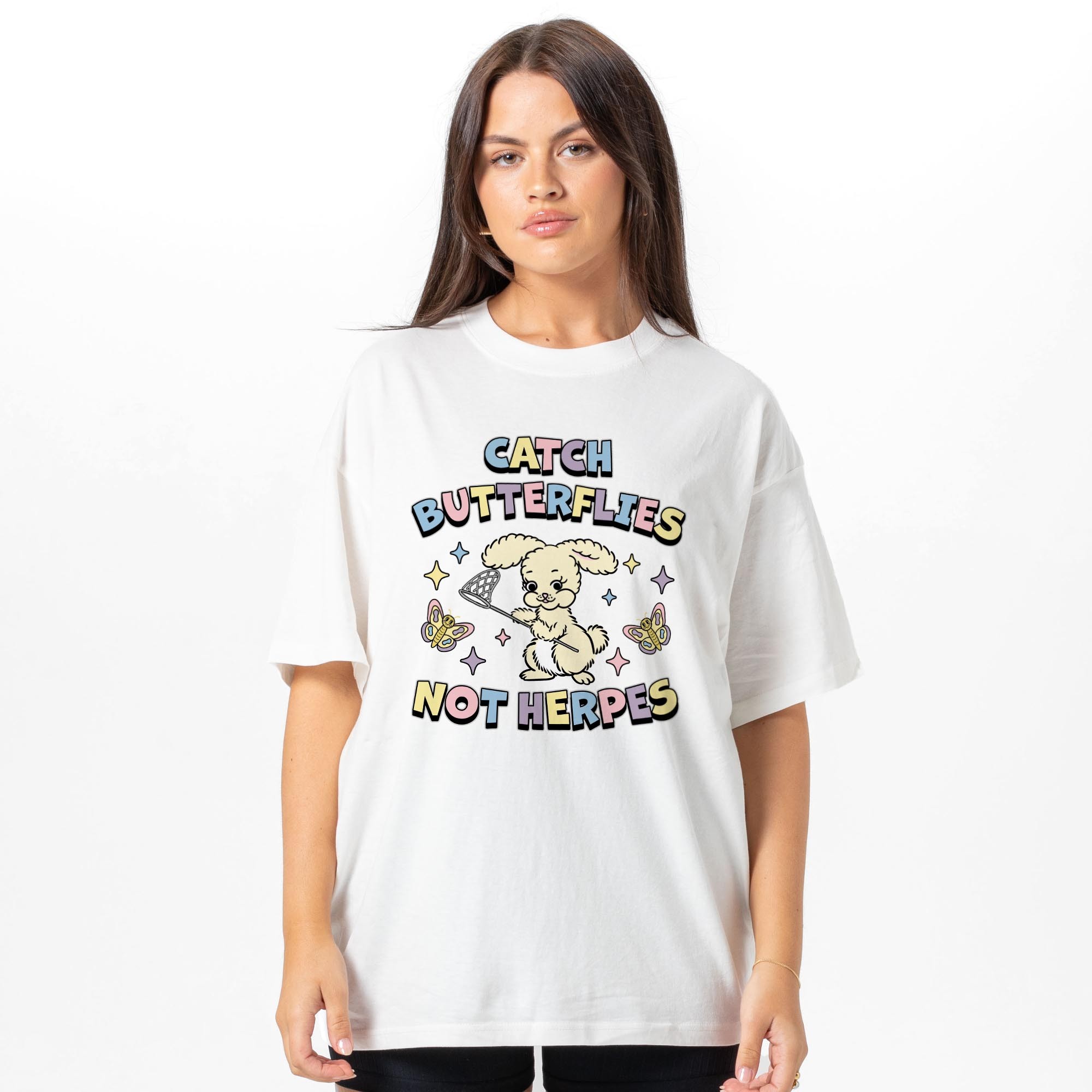 CATCH BUTTERFLIES WHITE TEE
