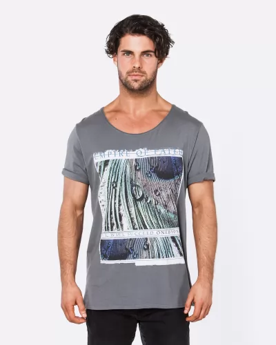 PEACOCK DARK GREY TEE