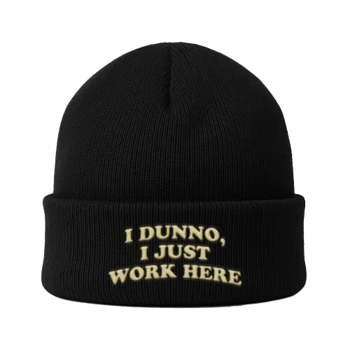 I DUNNO I JUST WORK HERE BLACK BEANIE